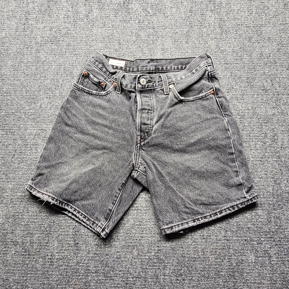 Levis Premium 501 Original Shorts Washed Black Denim Button Fly W25 A1962-0007
